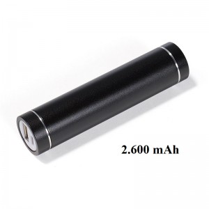 Powerbank rund schwarz 2600 mAh