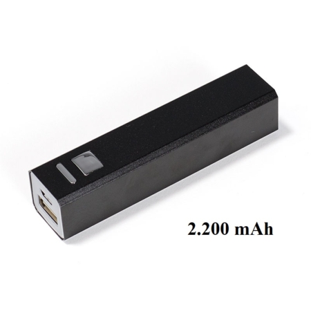 Powerbank eckig, 2200 mAh schwarz