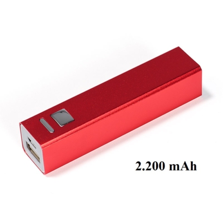 Powerbank eckig, rot, 2.200 mAh